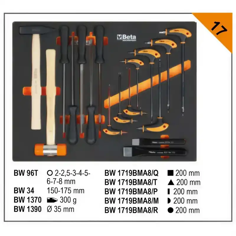 Beta C45PRO Takım Arabası için BW 5945/2024 Alet Takımı 268 Parça
