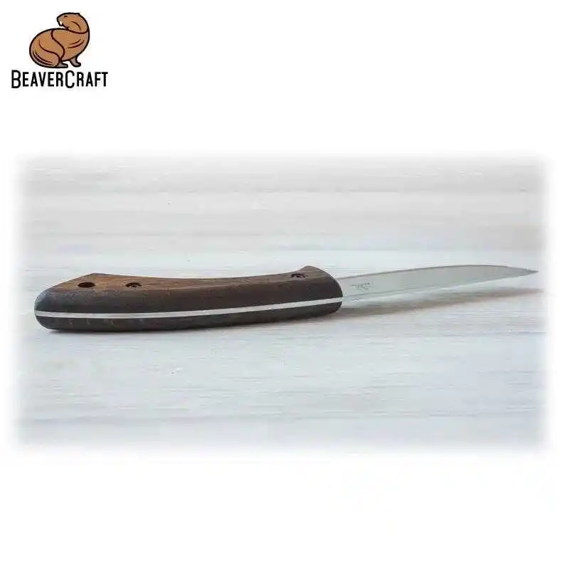 BeaverCraft BSH1 Dune Ceviz Saplı Deri Kılıflı Kamp ve Av Bıçağı