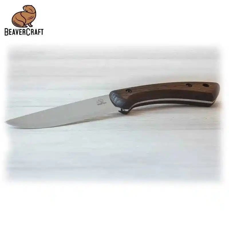 BeaverCraft BSH1 Dune Ceviz Saplı Deri Kılıflı Kamp ve Av Bıçağı