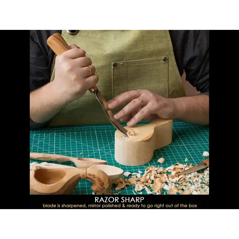 BeaverCraft G7L/22 Bükülmüş Oluklu Ahşap Oyma Iskarpelası 22mm