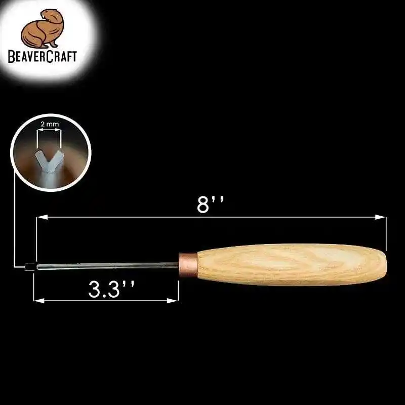 BeaverCraft K12/02 V Ağız 60 Derece Ahşap Oyma Iskarpelası