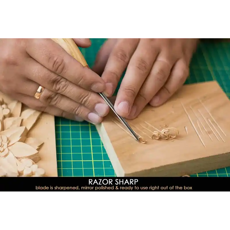 BeaverCraft K12/02 V Ağız 60 Derece Ahşap Oyma Iskarpelası