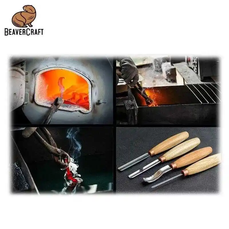 BeaverCraft K8A/14 Bükülmüş Sığ Oluklu Kısa Ahşap Oyma Iskarpelası No.8