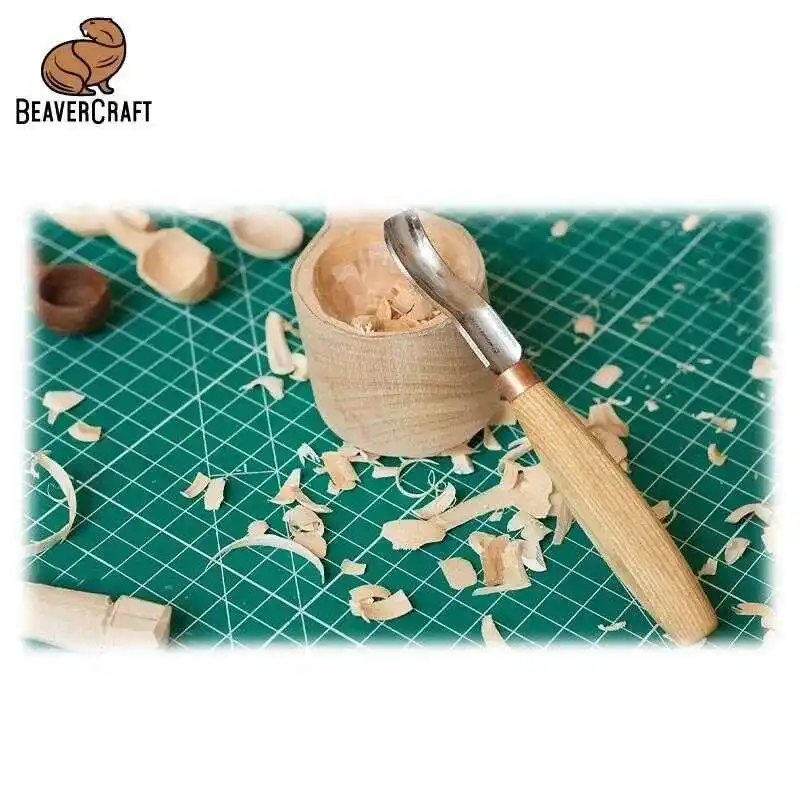 BeaverCraft K8A/14 Bükülmüş Sığ Oluklu Kısa Ahşap Oyma Iskarpelası No.8