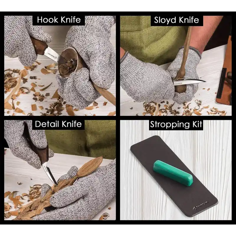 BeaverCraft S13X Premium Ceviz Saplı Ahşap Kaşık Oyma Seti 6 Parça