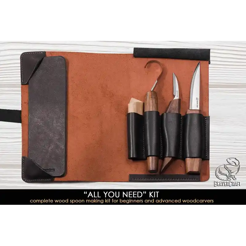 BeaverCraft S13X Premium Ceviz Saplı Ahşap Kaşık Oyma Seti 6 Parça