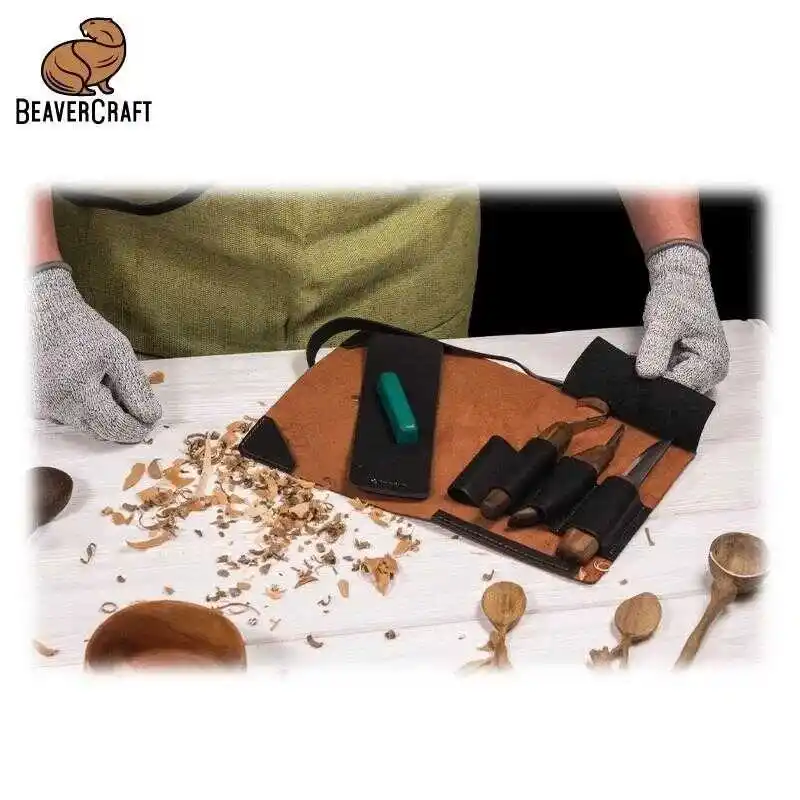 BeaverCraft S13X Premium Ceviz Saplı Ahşap Kaşık Oyma Seti 6 Parça