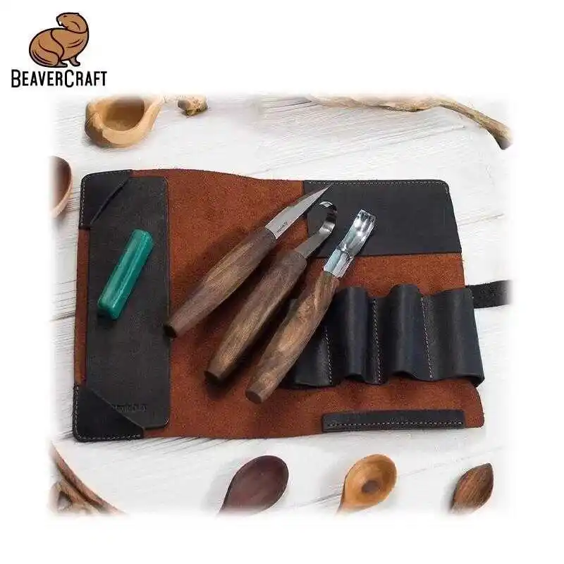 BeaverCraft S14X Premium Ceviz Saplı Ahşap Kaşık Oyma Seti 6 Parça