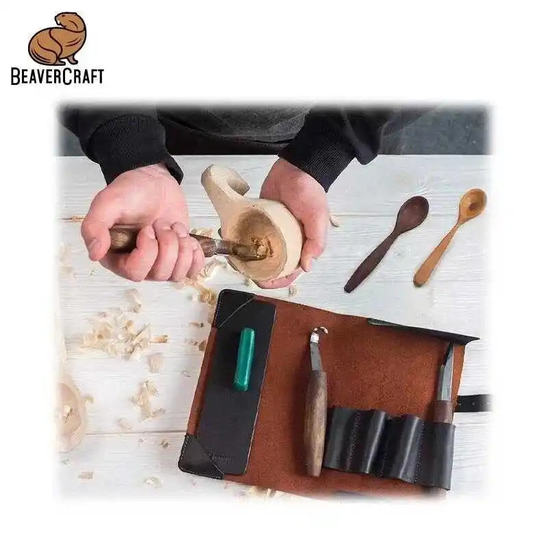 BeaverCraft S14X Premium Ceviz Saplı Ahşap Kaşık Oyma Seti 6 Parça