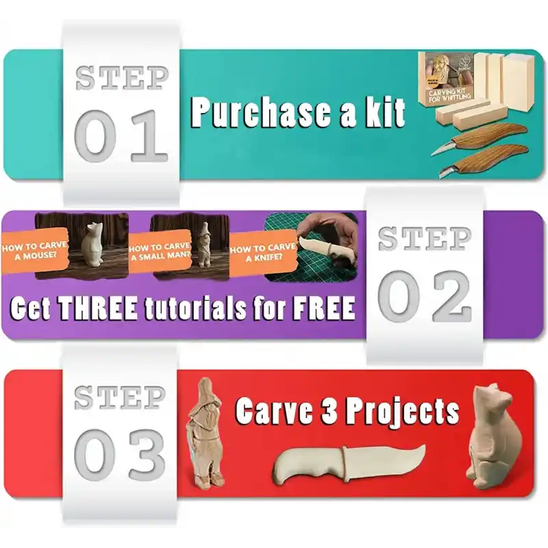 BeaverCraft S16 Çip Oyma ve Yontma Bıçağı Seti 7 Parça