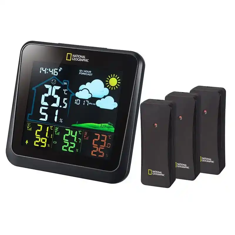 Bresser National Geographic VA Renkli Ekranlı ve 3 Sensörlü Meteoroloji İstasyonu