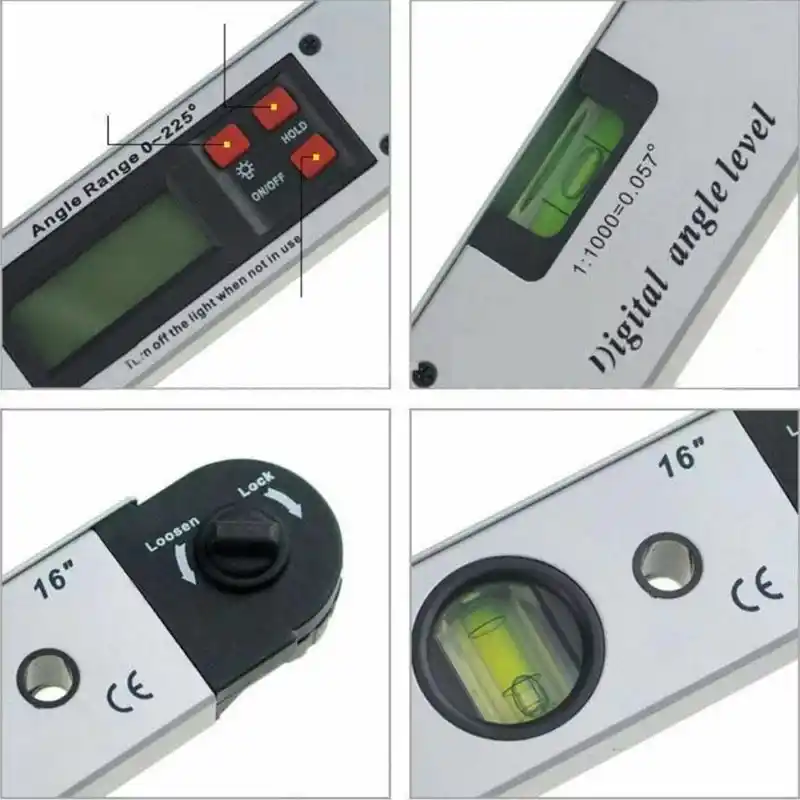 BTS 12471 2 Sulu Dijital Açı Ölçerli 16 400 mm Su Terazisi