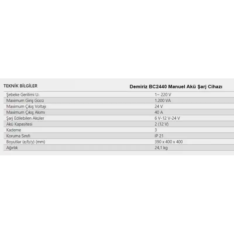 Demiriz BC2440 Akü Şarj Cihazı