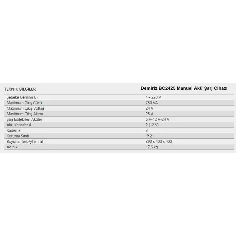 Demiriz BC4825 Akü Şarj Cihazı