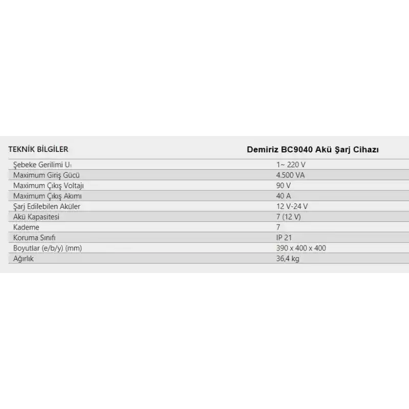 Demiriz BC9040 Akü Şarj Cihazı