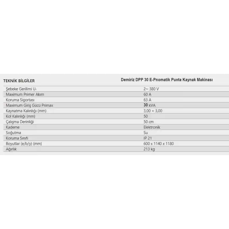 Demiriz DPP 30 E-Pnomatik Punta Kaynak Makinası