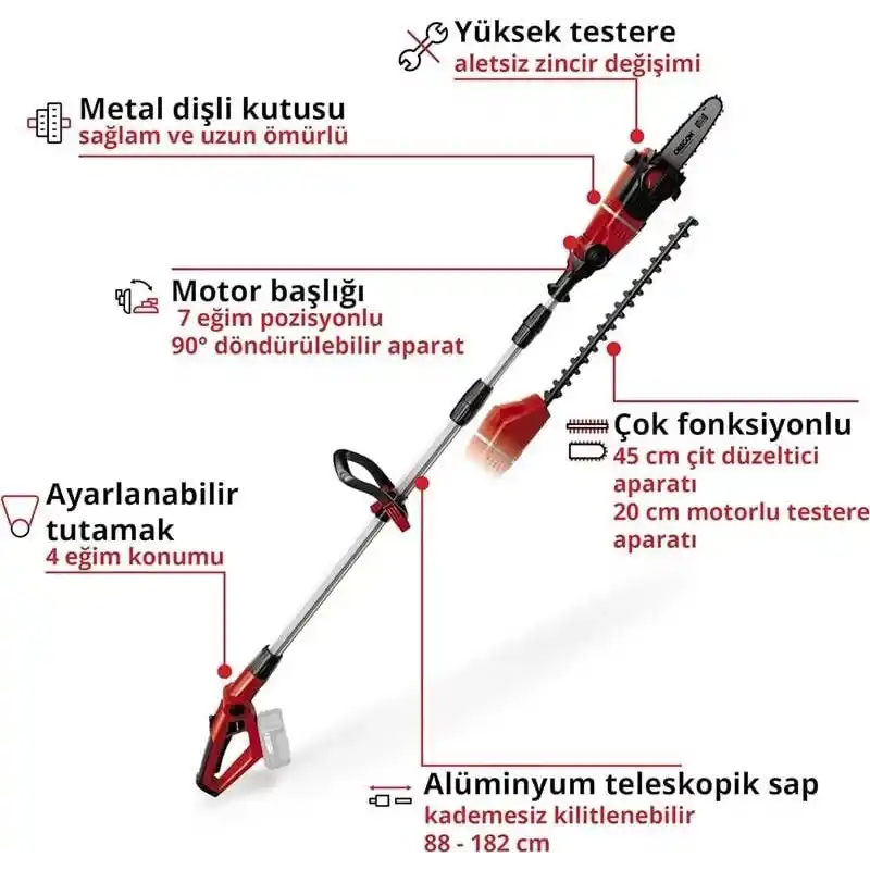 Einhell GE-HC 18 Li T Solo Akülü Yüksek Dal ve Çit Budama