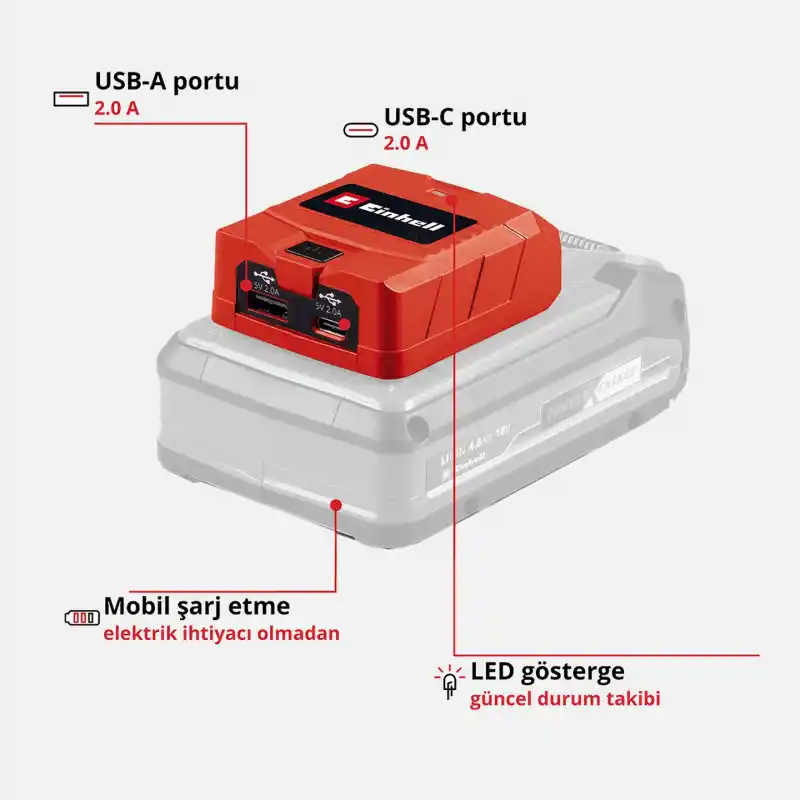 Einhell TE-CP 18 Li USB Solo Mobil Akü Şarj Cihazı