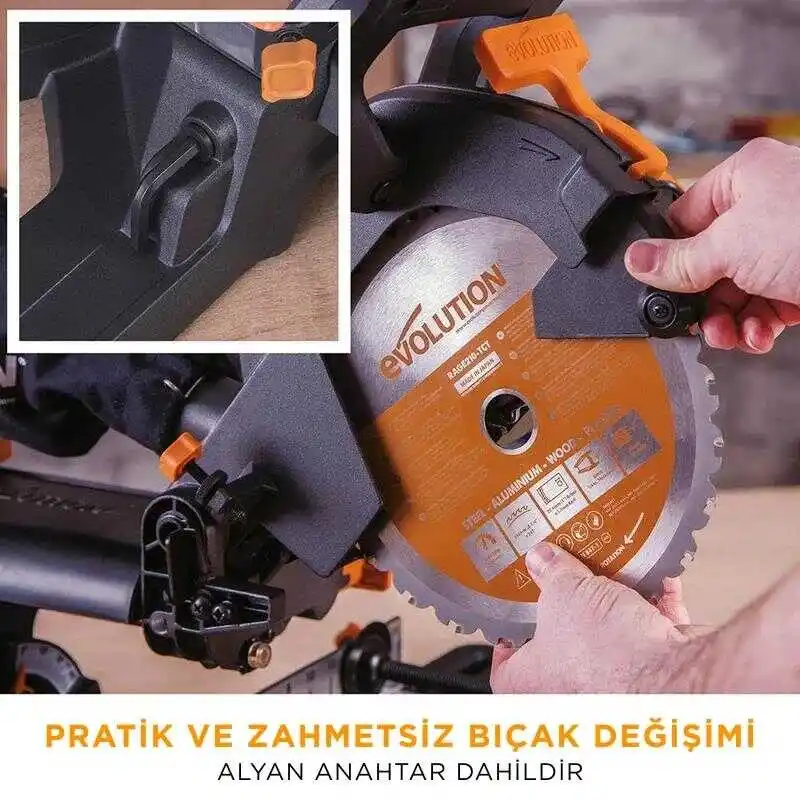 Evolution 048-0003A R210SMS+ Kızaklı Gönye Kesme Makinesi 210mm