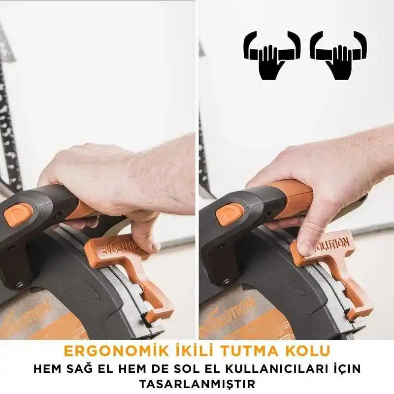 Evolution 053-0003B R255SMS-DB+ Çift Eğimli Kızaklı Bileşik Gönye Kesme Makinesi, 255mm