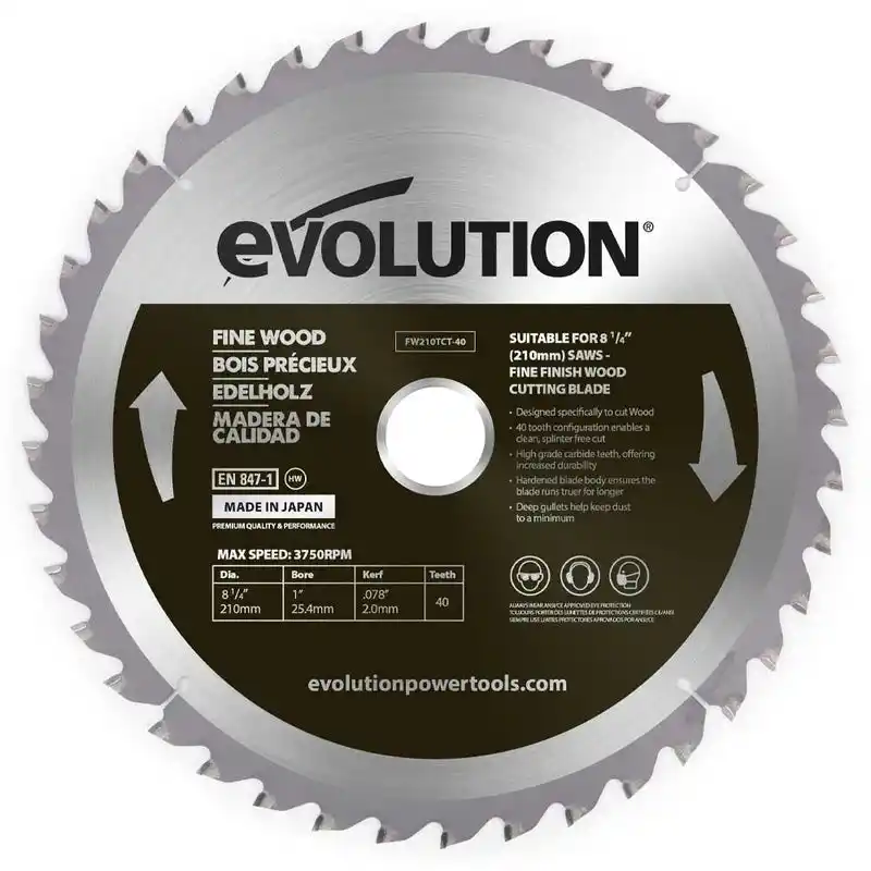 Evolution FW210TCT-40 İnce Ahşap Daire Testere Bıçağı 210mm
