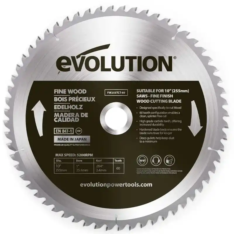 Evolution FW255TCT-60 İnce Ahşap Daire Testere Bıçağı 2555mm