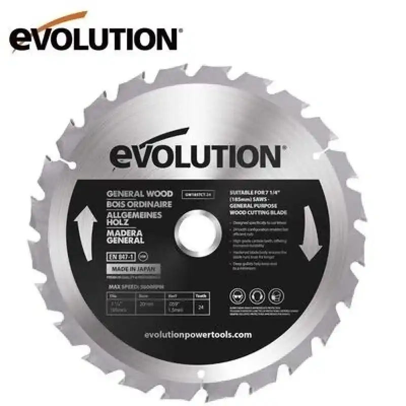 Evolution GW185TCT-24 Ahşap Daire Testere Bıçağı, 185mm