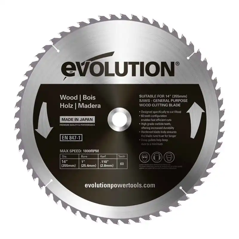 Evolution GW355TCT-60 Ahşap Daire Testere Bıçağı 355mm