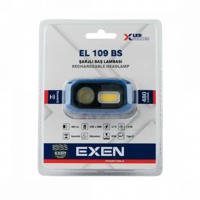 Exen EL 109 BS 480 Lümen Şarjlı Baş Lambası