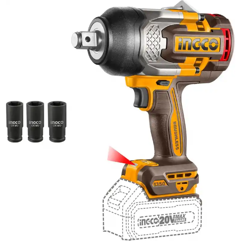 Ingco CIWLI201351 Solo Akülü Kömürsüz Somun Sıkma 3/4 1350 Nm