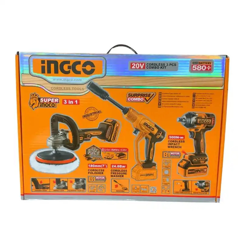 Ingco COSLI250184E Akülü Polisaj+Somun Sıkma+Araç Yıkama Seti