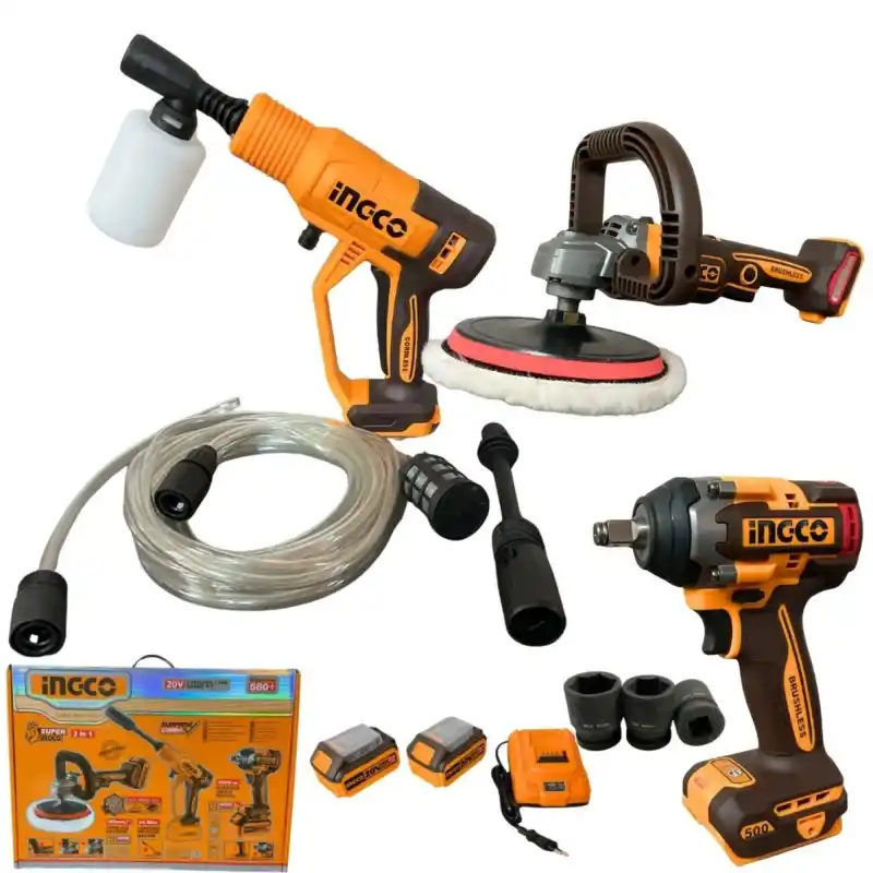 Ingco COSLI250184E Akülü Polisaj+Somun Sıkma+Araç Yıkama Seti