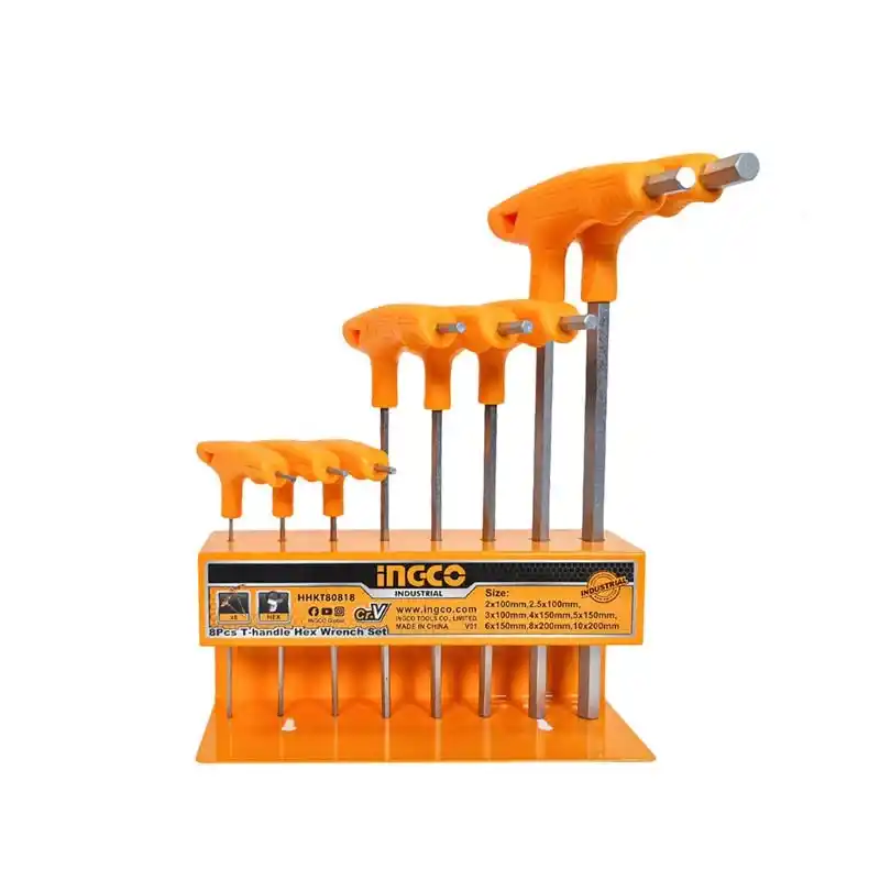 Ingco HHKT80818 Endüstriyel 8li T Kollu Alyan Anahtar Seti