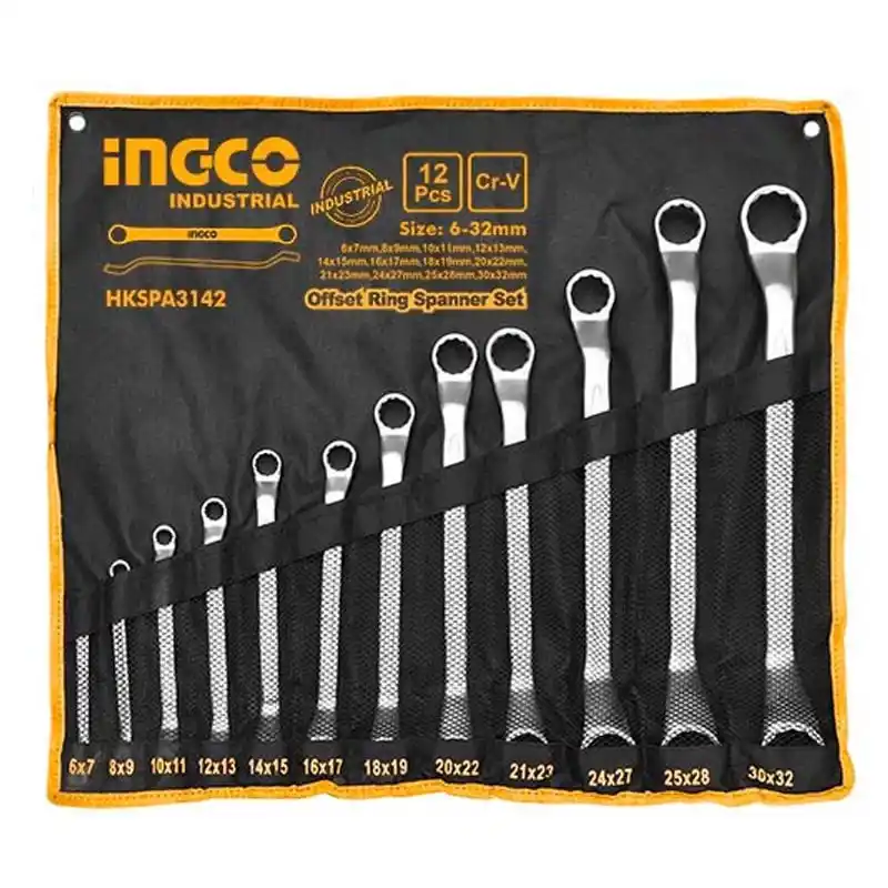 Ingco HKSPA3142 Endüstriyel 12li Halka Anahtar Seti 6-32mm