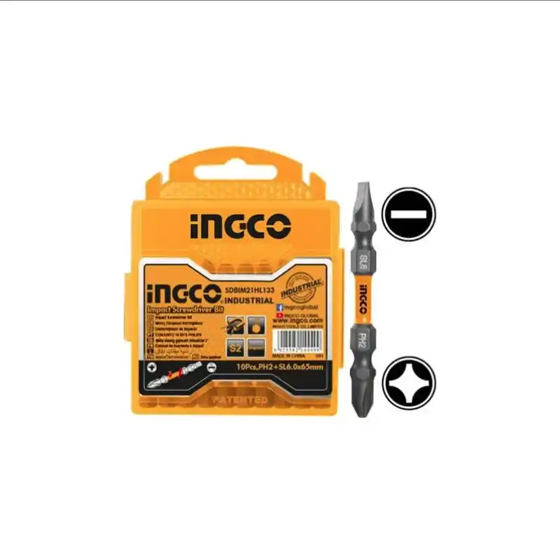 Ingco SDBIM21HL133 Endüstriyel 10lu Darbeli Çift Taraflı Düz ve Yıldız Tornavida Ucu Seti