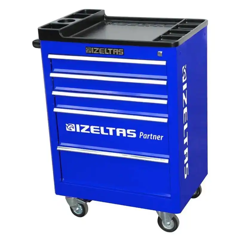 İzeltaş 8235006121 5 Çekmeceli Partner Serisi Dolu 118 Parça Kırmızı Takım Dolabı