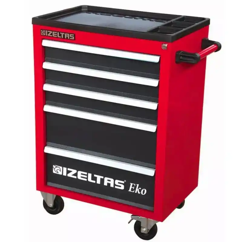 İzeltaş 8243007096 7 Çekmeceli Eko Serisi Dolu 93 Parça Kırmızı Takım Dolabı