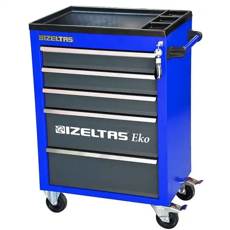 İzeltaş 8243322007 7 Çekmeceli Eko Serisi Mavi Gövde Gri Çekmece Boş Takım Dolabı