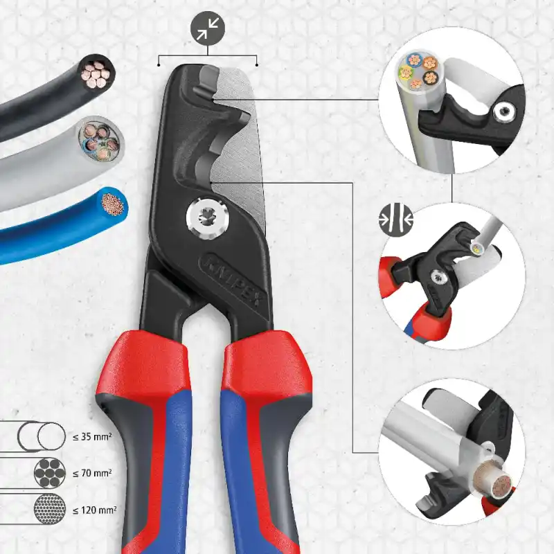 Knipex 95 12 225 StepCut XL Kademeli Kesimli Kablo Makası