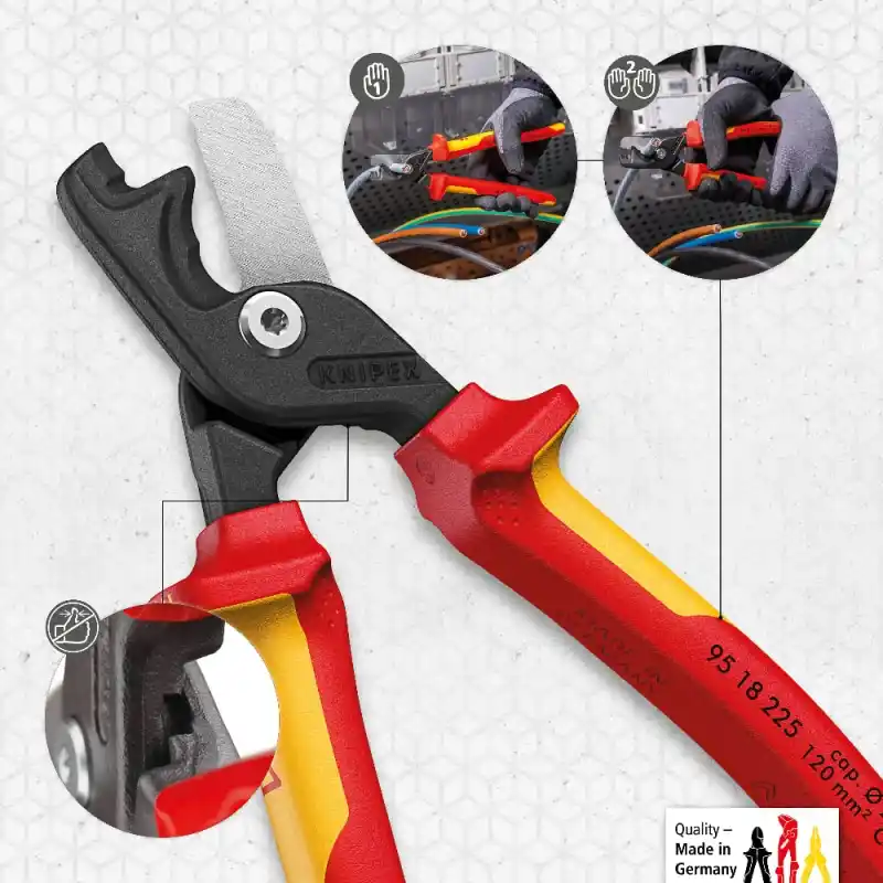Knipex 95 18 225 StepCut XL Kademeli Kesimli Kablo Makası