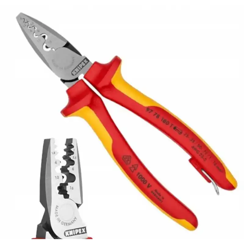 Knipex 97 78 180 T Kablo Yüksükleri için Sıkma Pensesi