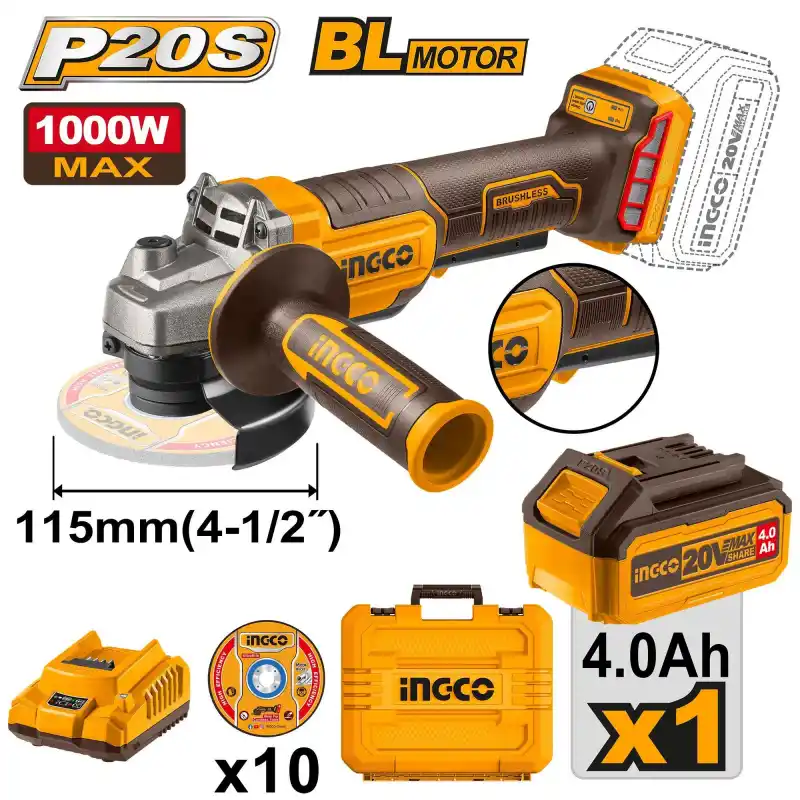 Ingco CAGLI2111561 Akülü Avuç Taşlama 115 mm