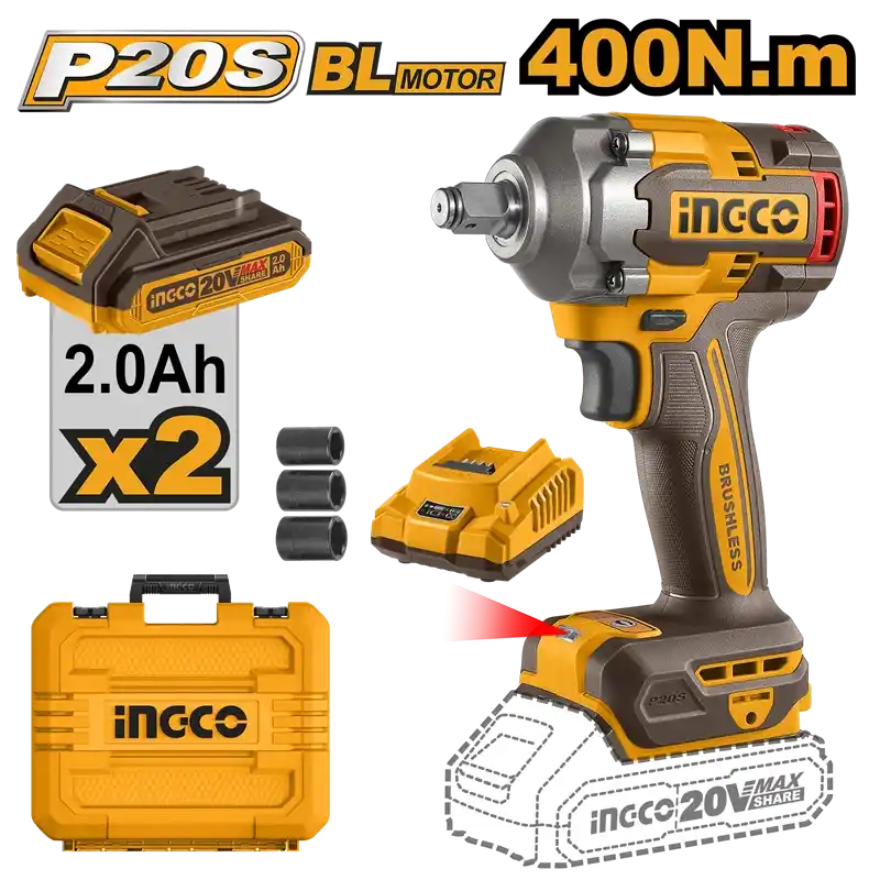 Ingco CIWLI2040E Akülü Kömürsüz Somun Sıkma 1/2 550 Nm