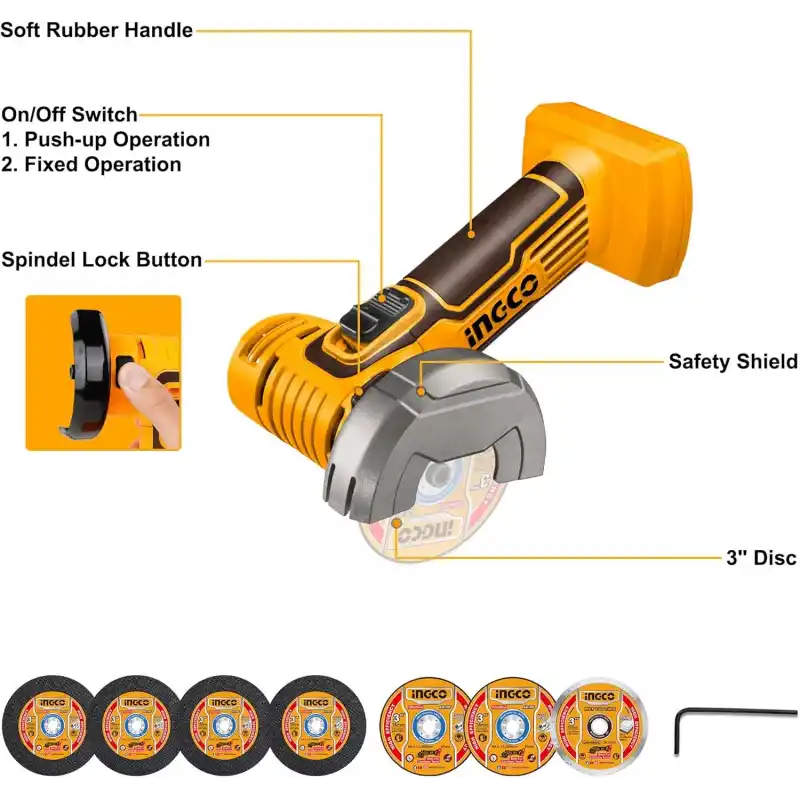 Ingco CAGLI76011 Solo Mini Akülü Açılı Taşlama