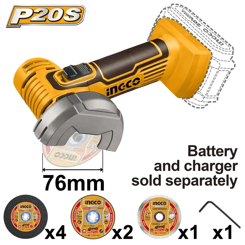 Ingco CAGLI76011 Solo Mini Akülü Açılı Taşlama