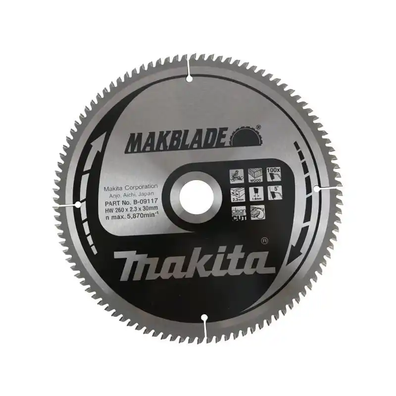 Makita B-09117 MLS100,LS1040,LH1040,LF1000,LS1016/L,LS1018L Gönye Kesme için Elmas Testere Bıçağı 260x30mm 100 Diş
