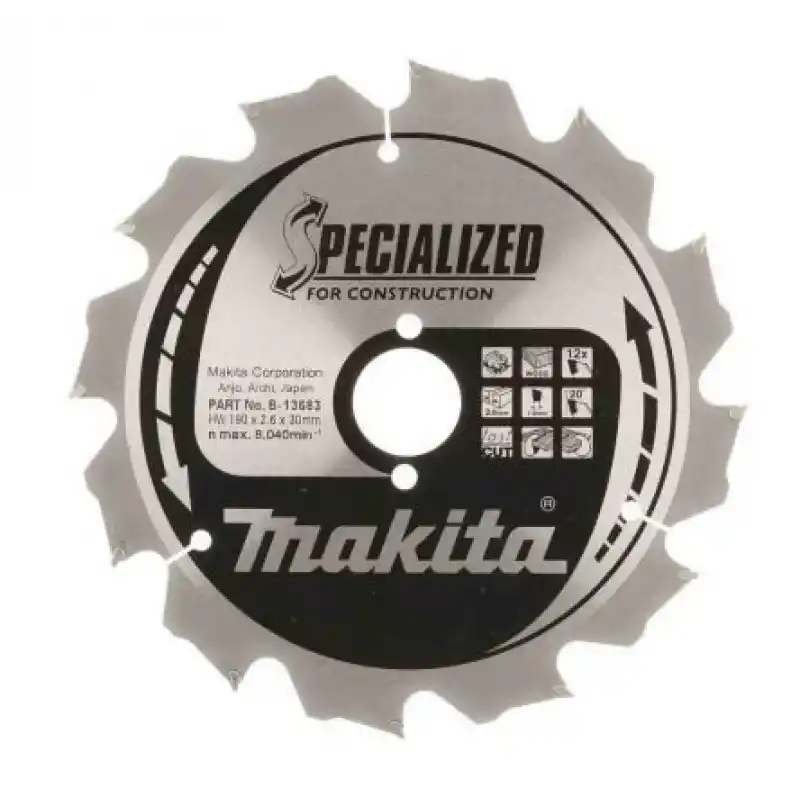 Makita B-13683 5704R,HS7601,M5802M,MT582,DHS710RM2J Daire Testere için Elmas Testere Bıçağı 190x30mm 12 Diş