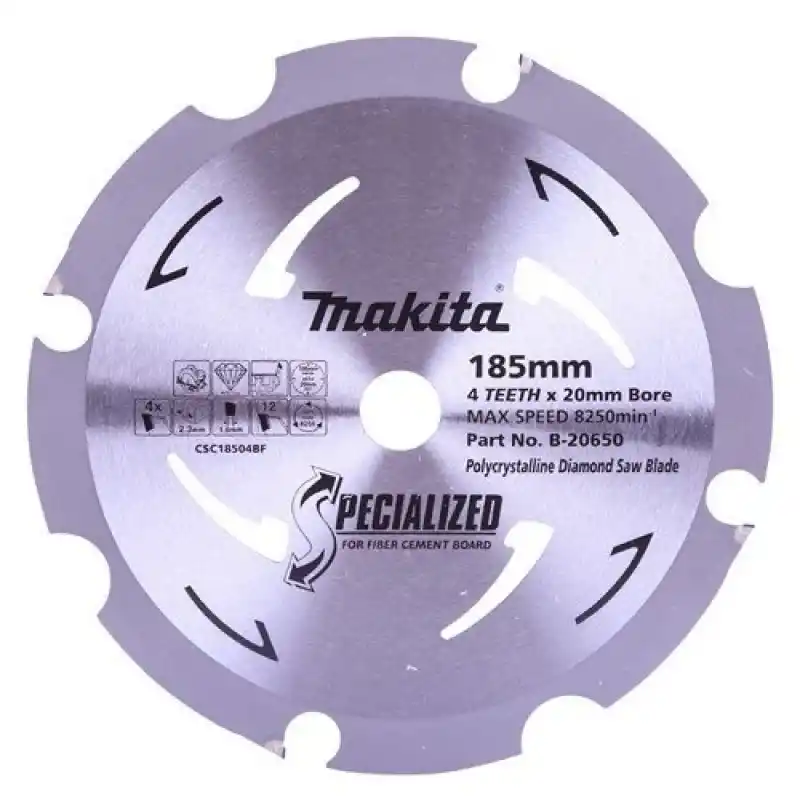 Makita B-20650 5704R,HS7601,M5802M,MT582, DHS710RM2J için Elmas FTG Testere Bıçağı 185x20mm 4 Diş