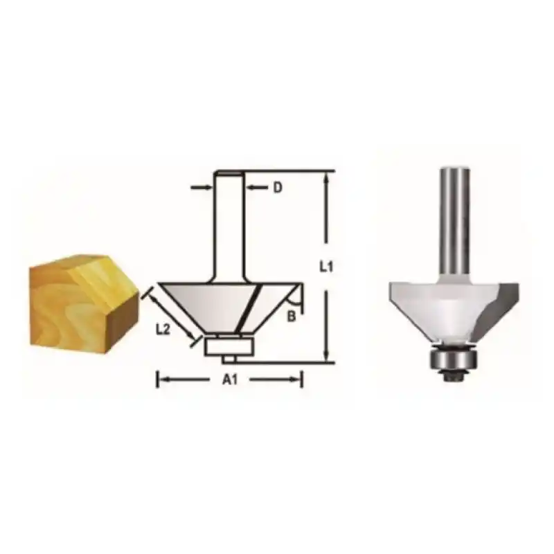 Makita D-48701 Rulmanlı Konik Kenar Alma Freze Bıçağı (Çift Bıçak)