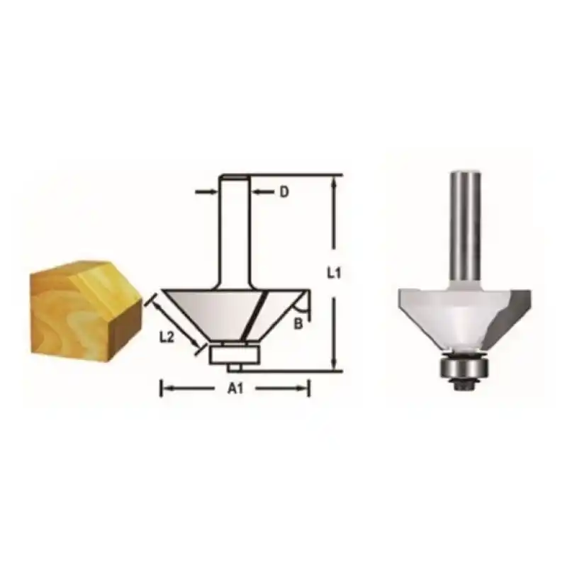 Makita D-48717 Rulmanlı Konik Kenar Alma Freze Bıçağı (Çift Bıçak)